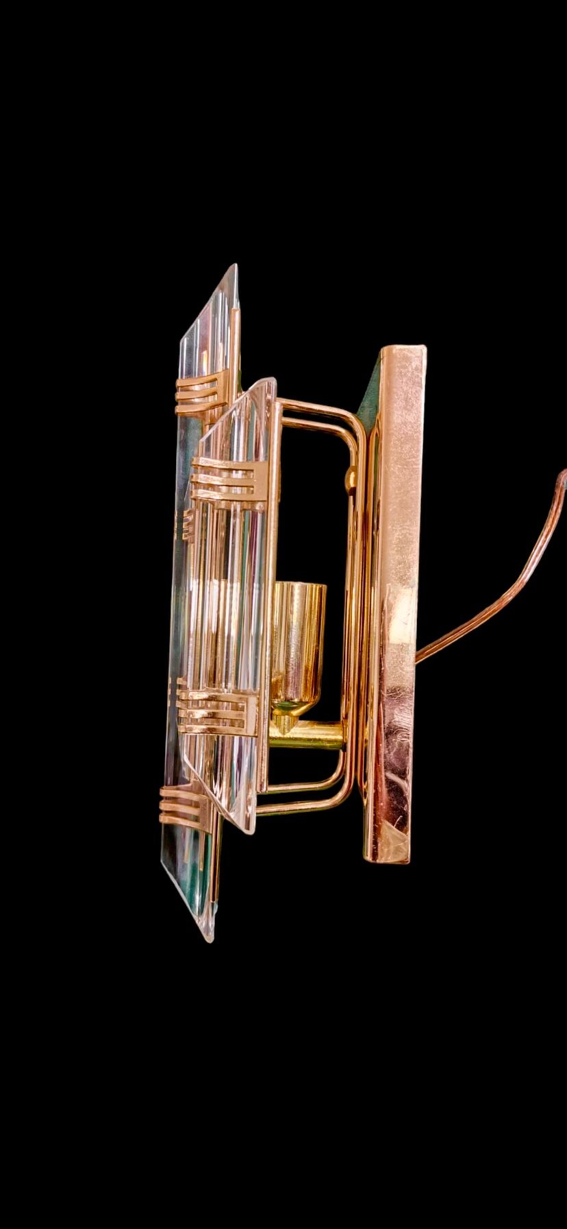 Venini Wall lamps glass murano gold structure , Italy 90 s
