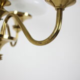 Mid-Century Brass Chandelier, Czechoslovakia, 1970s, Made in Jablonec Glassworks