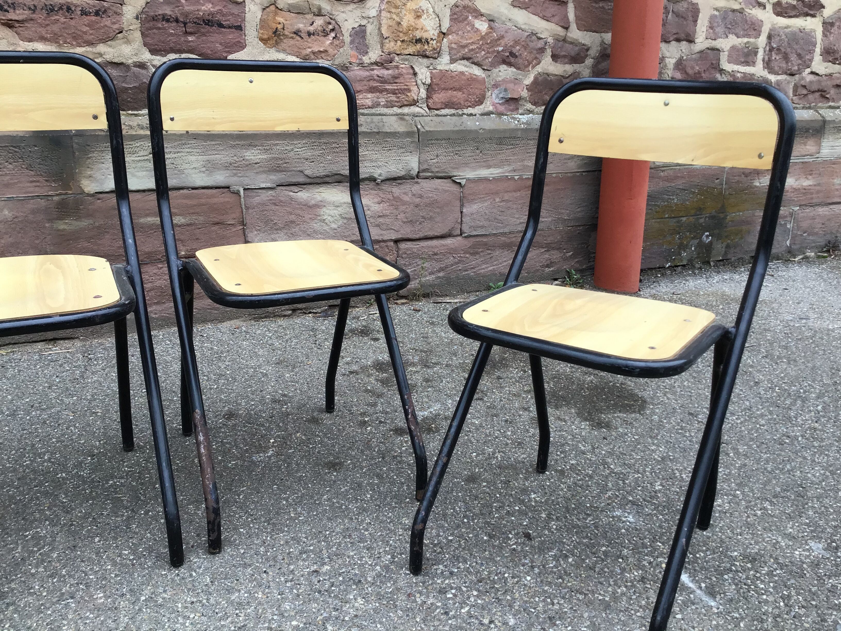 4 vintage school design chairs 1960