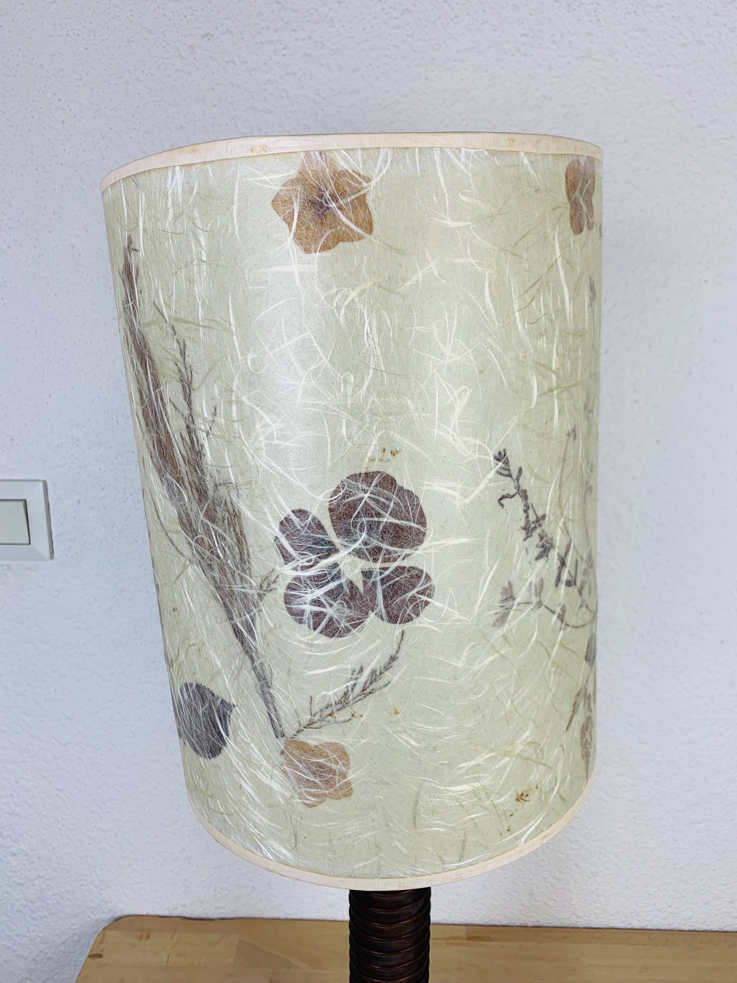 Brutalist folk art lamp 73 cm, turned wood