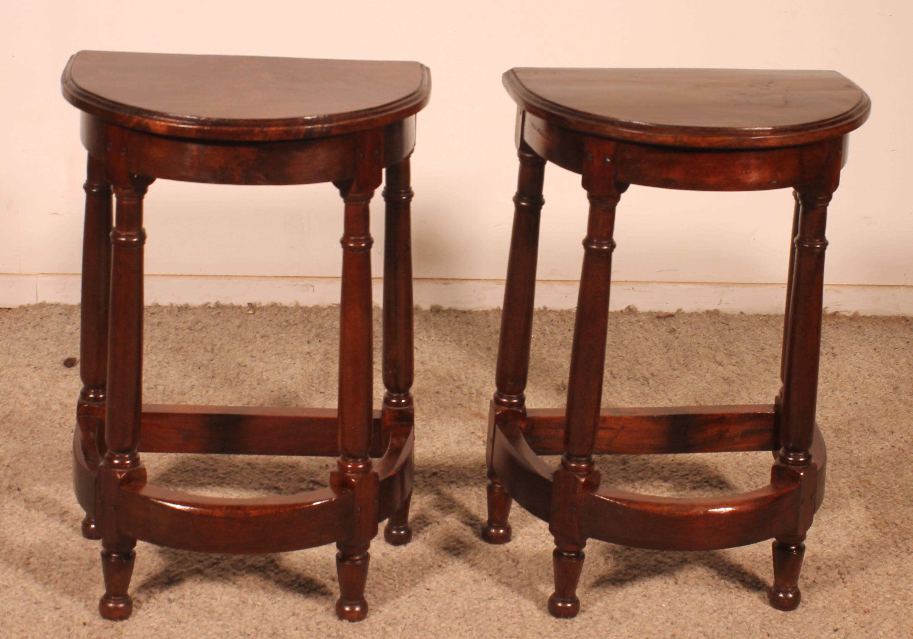 Pair Of Louis XIII Style Walnut Bedside Tables Or End Tables