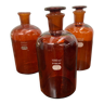 3 jars pharmacy jars pyrex amber