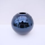 Murano vase by fendi in dark blue blown glass with mirror effect, italy 1990