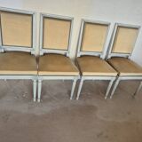 Chaise style Louis XVI assise velours beige doré