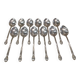 12 silver-plated metal coffee spoons by Boulenger, coffee bean design, 11cm.