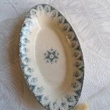 Oval dish and delight earthenware blue iron earth model Boulogne crockery nineteenth century