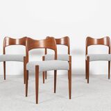 Midcentury set of 4 chairs in teak by Arne Hovmand Olsen for Mogens Kold