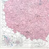 Old map Poland Europe 43x43cm from 1950