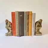 Paire de serre-livres en laiton d'après "Le penseur" de Rodin, vers 1960