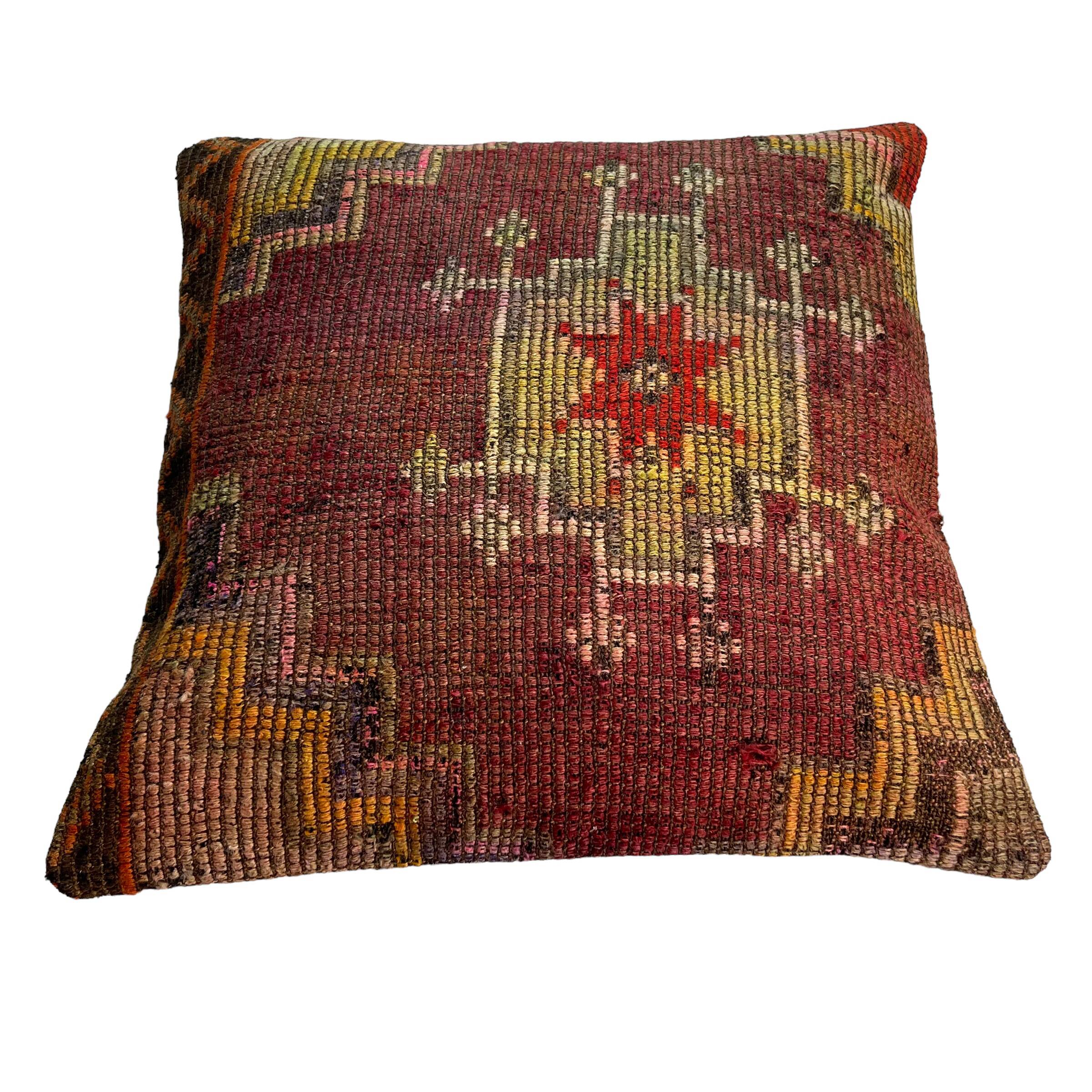 Vintage turkish kilim cushion cover , 55 x 55 cm