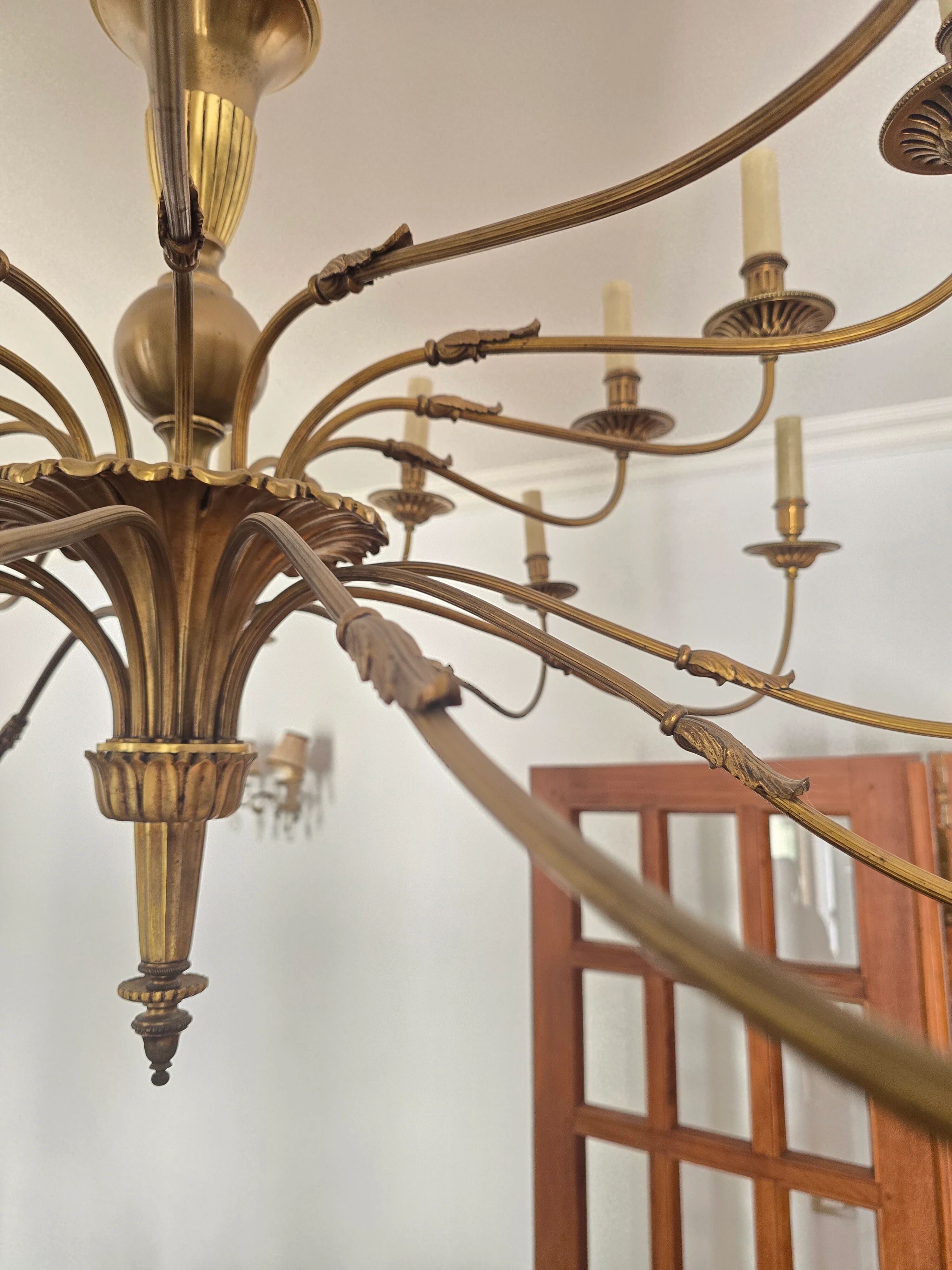 Large solid brass chandelier with 24 lights