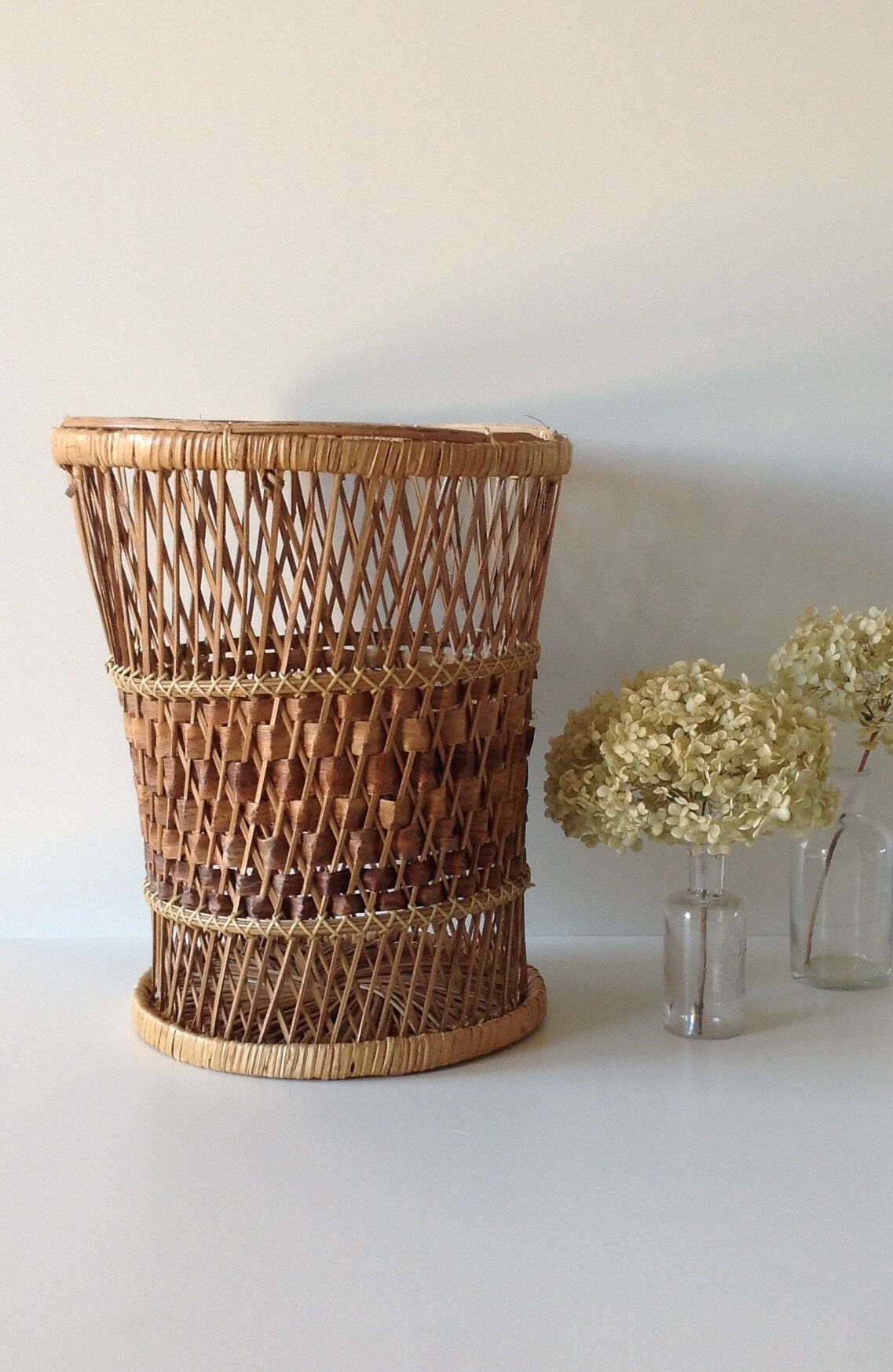 Wicker wastebasket