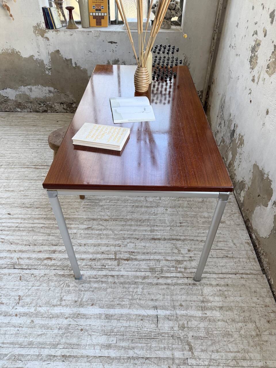 Ernst Moeckl 1960s teak desk with chrome base