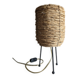 Fiber and metal tripod lamp