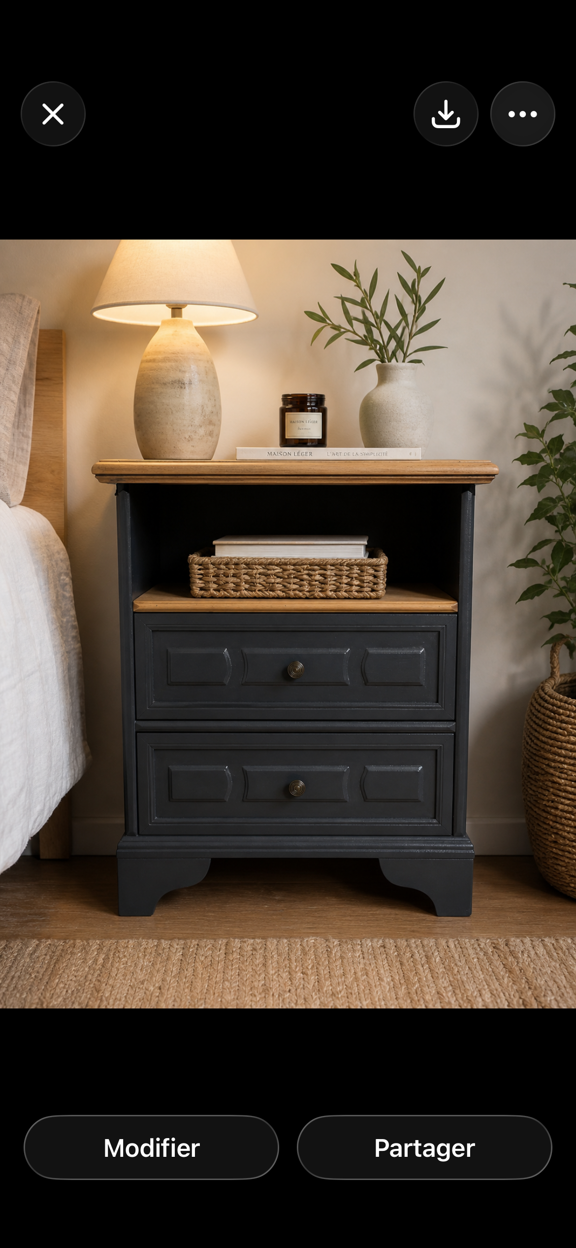 Reworked antique bedside table
