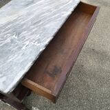 Console in mahogany veneer and marble