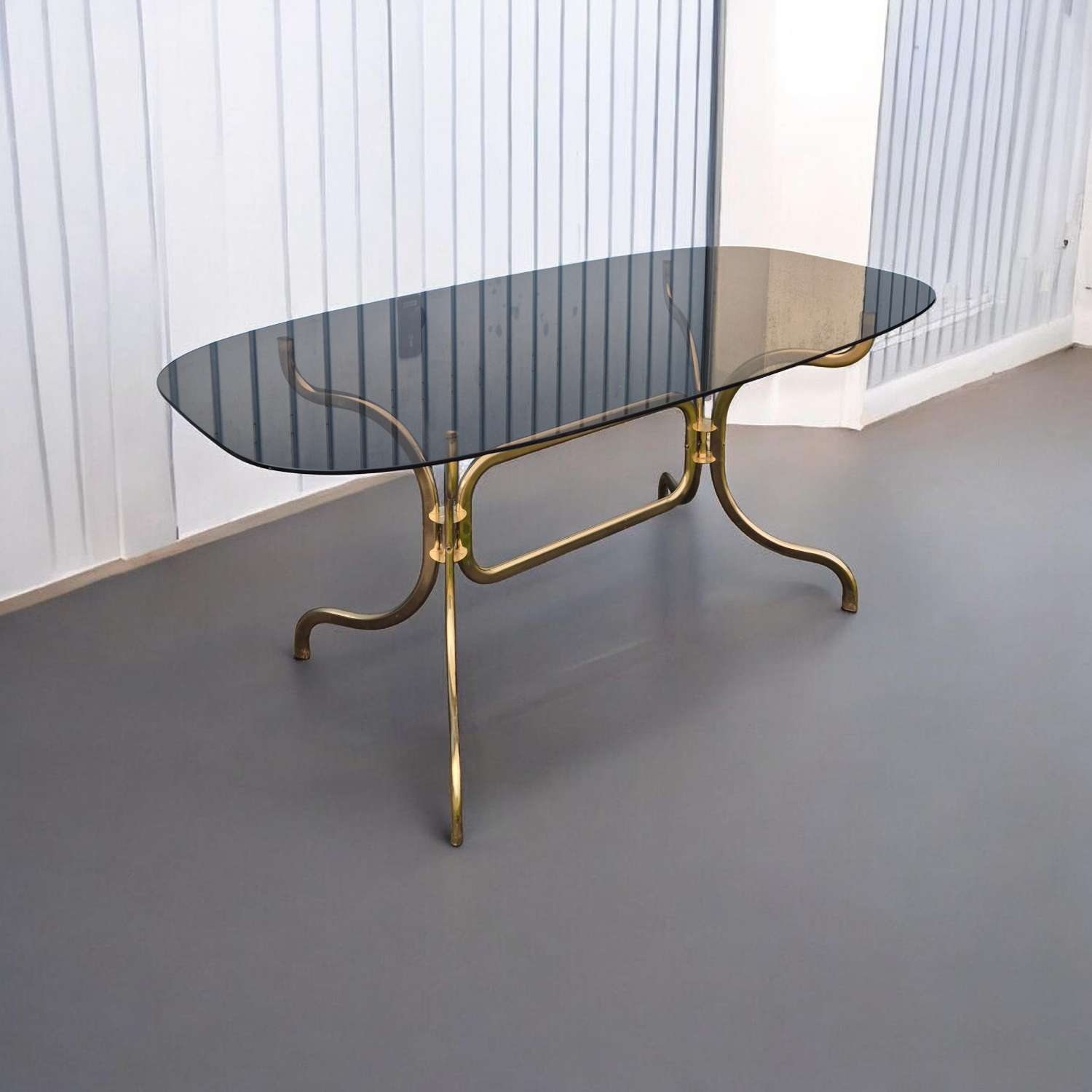 Smoked glass oval table 1970s