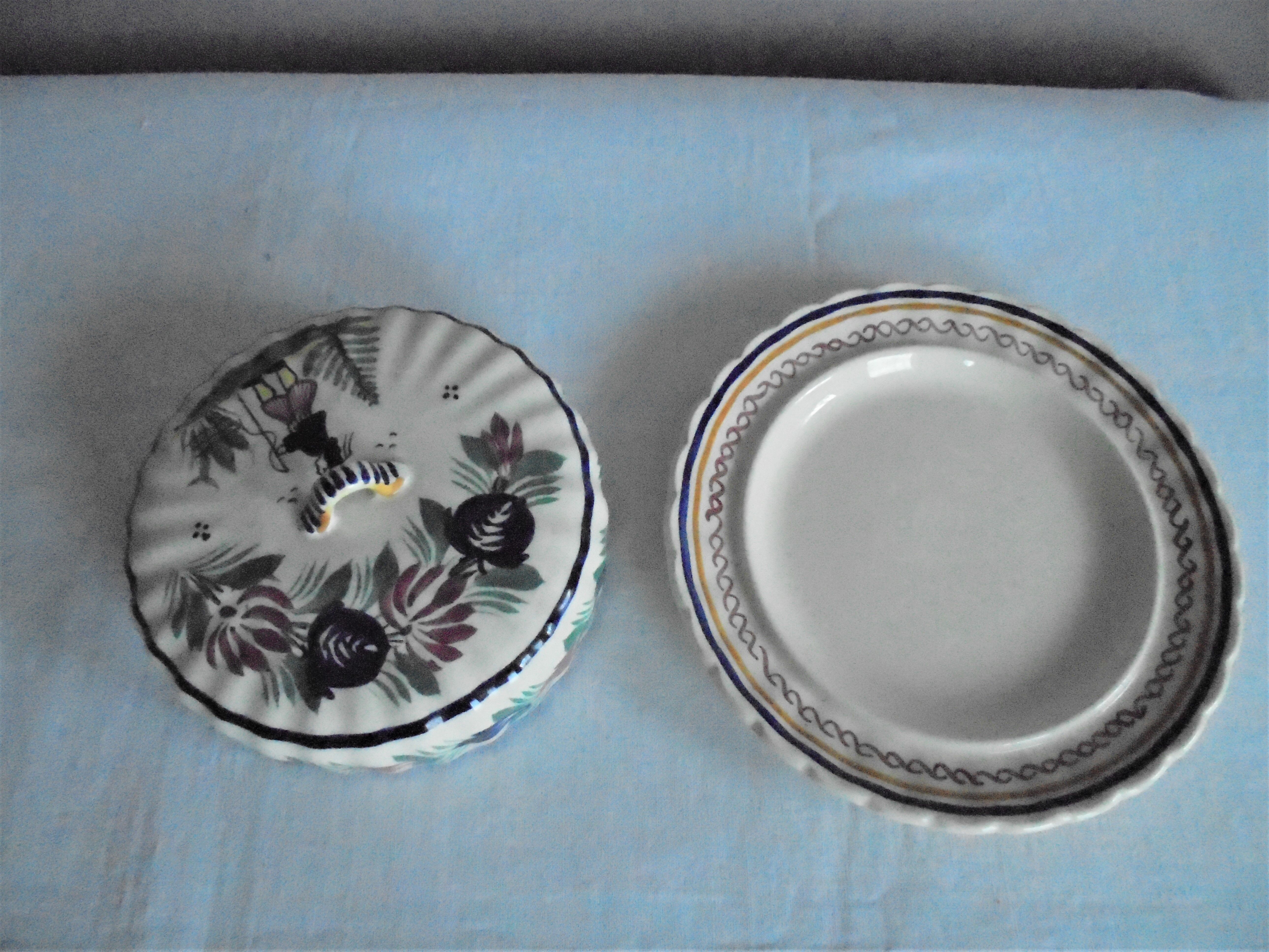 Quimper butter dish with earthenware bell