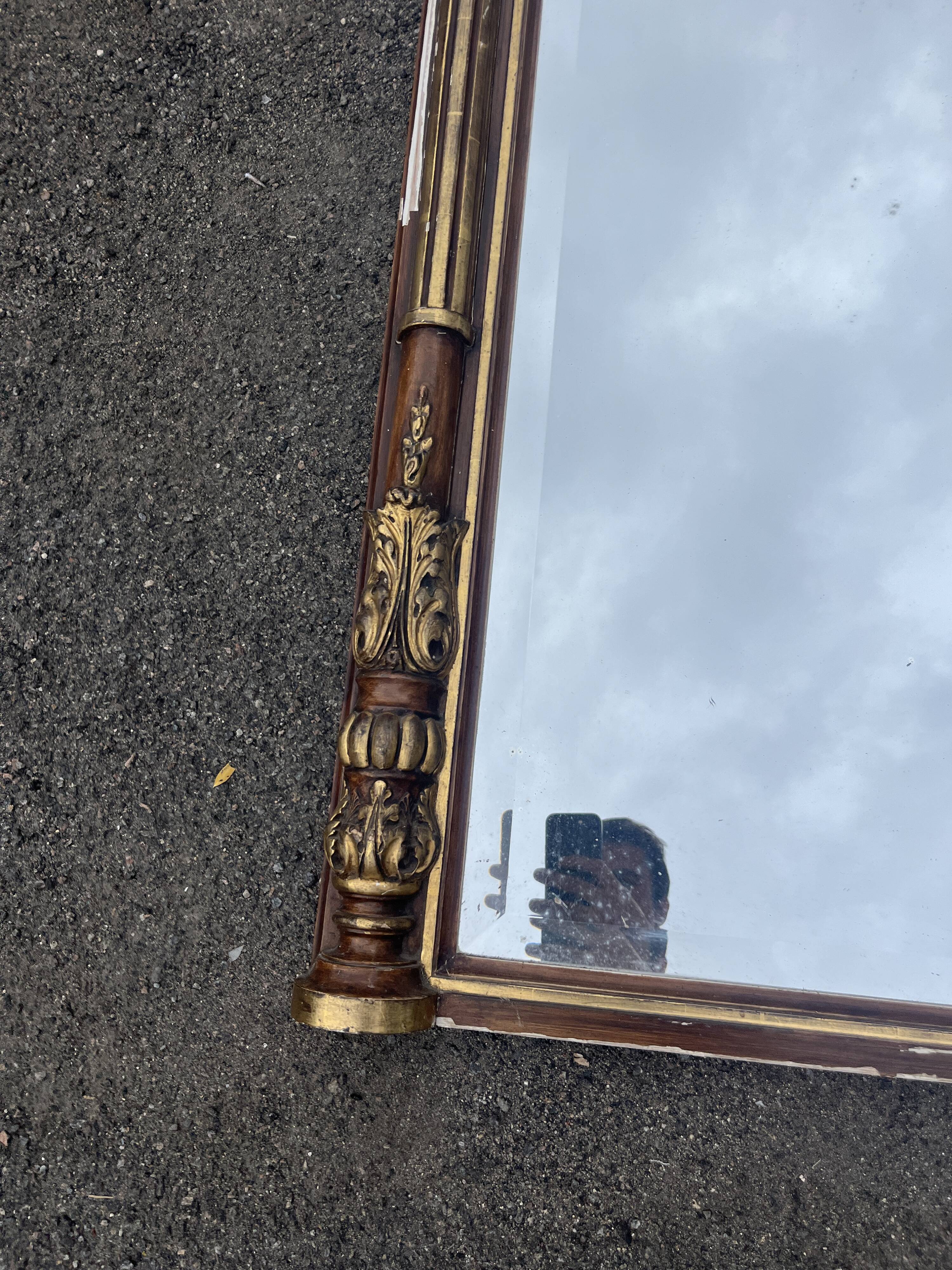 Large antique mirror 144 cm in Empire style - Trumeau or fireplace mirror