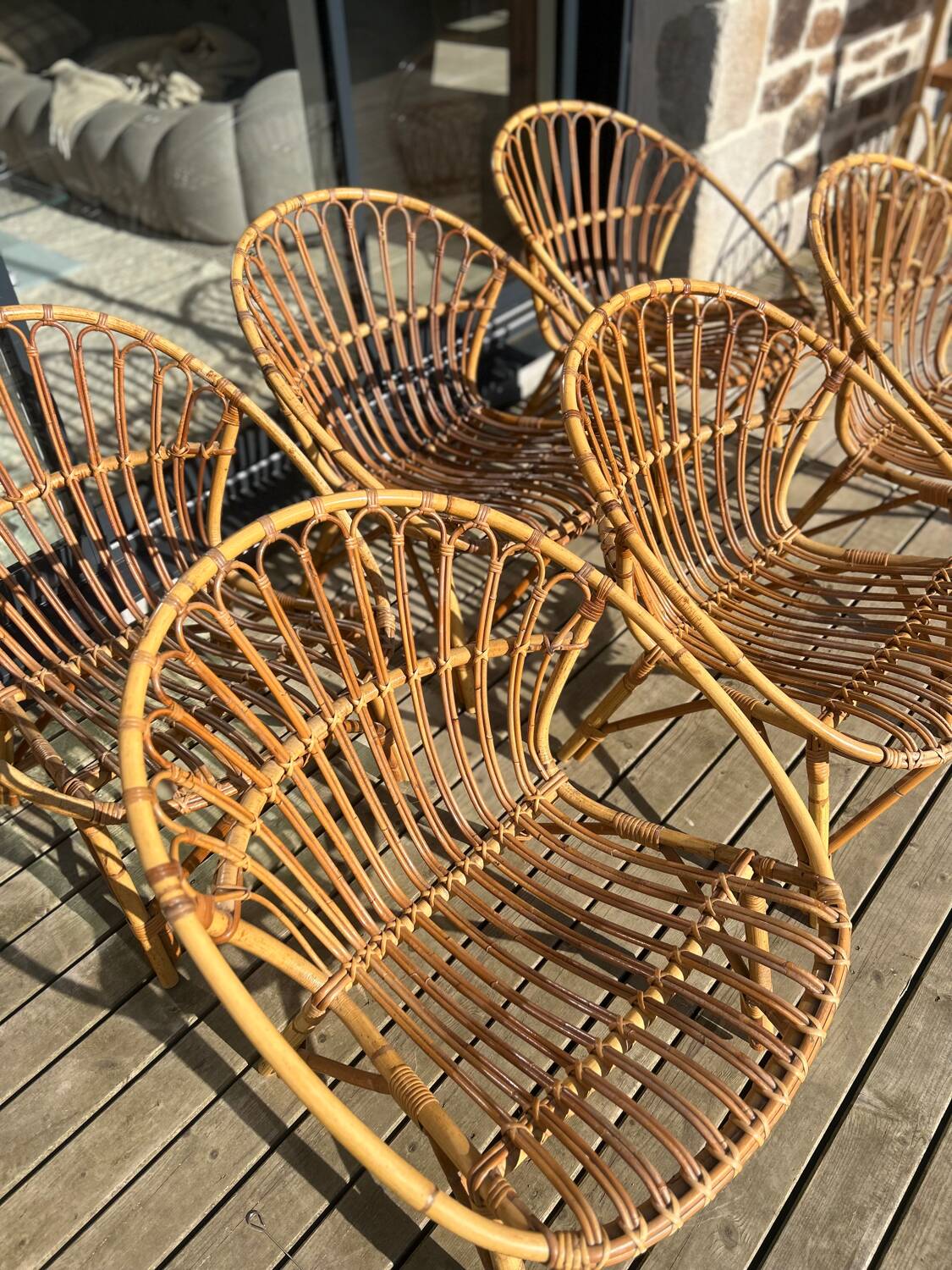 1960s rattan armchairs
