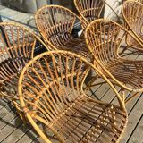 Fauteuils en rotin annees 60