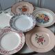 Set of 6 flat plates mismatched Digoin, Sarreguemines, Choisy le roi and Luneville