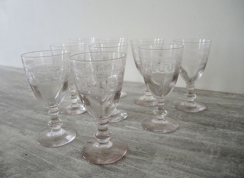 9 old port glass art deco style glass
