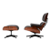Fauteuil Eames XL et repose-pieds en palissandre de Santos avec cuir chocolat.