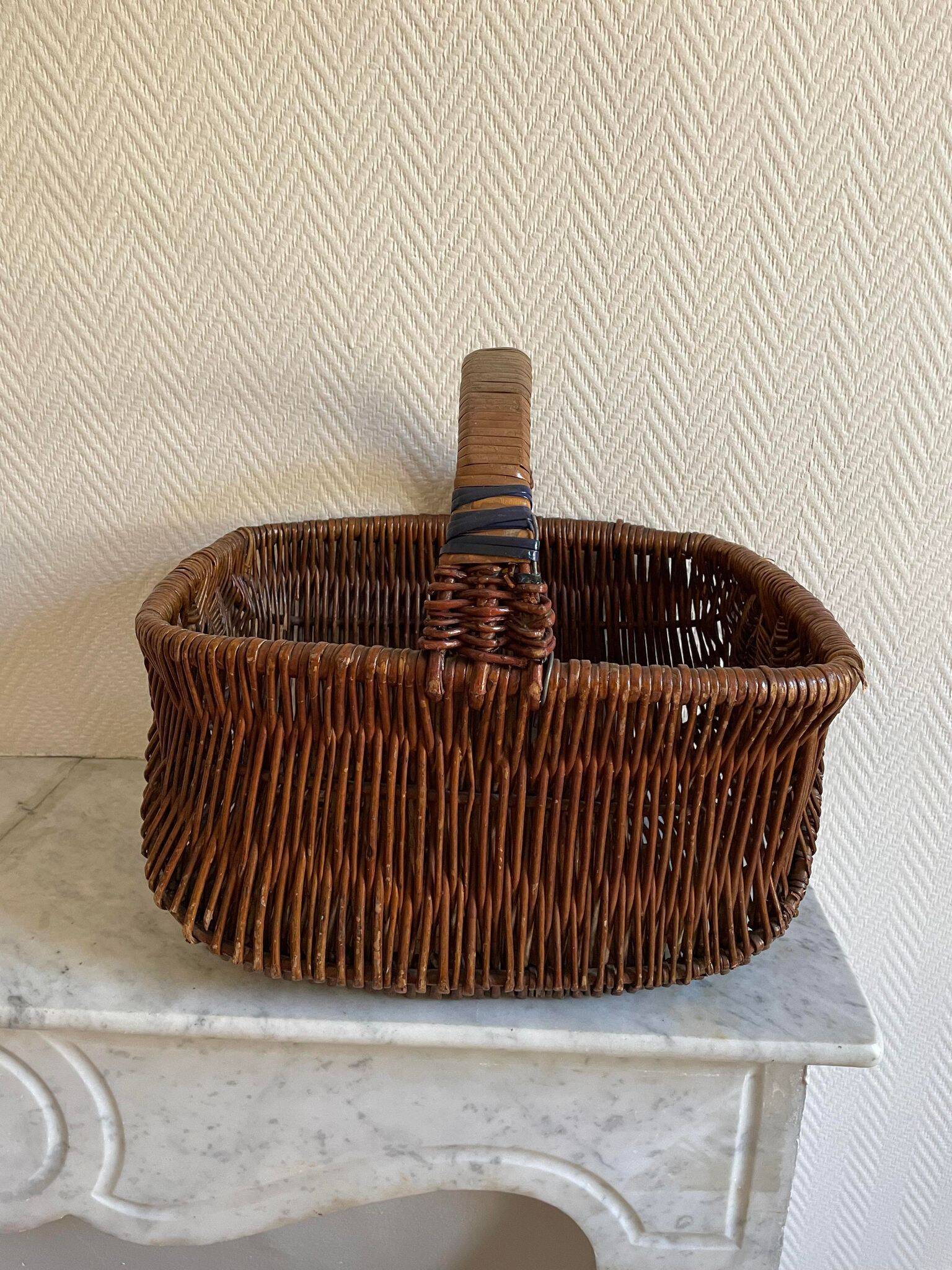 Brown wooden wicker basket