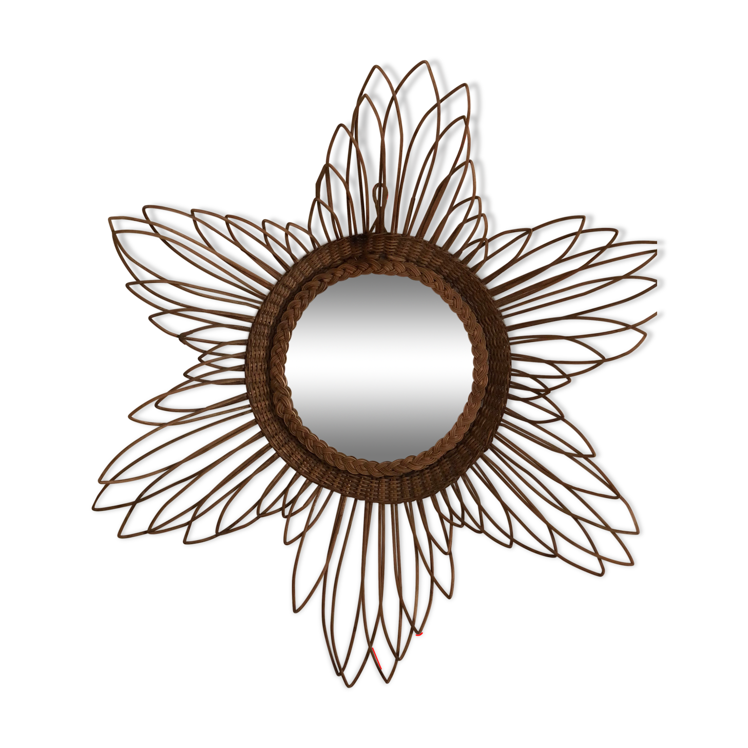 Rattan mirror 80 cm in diameter - vintage 1960