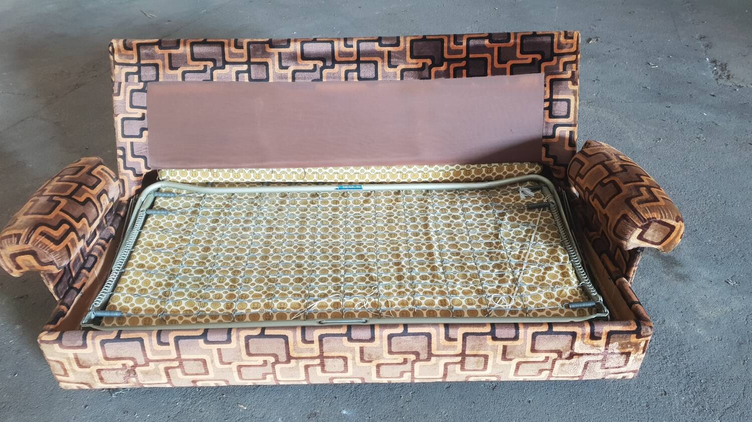 1970s velvet convertible sofa