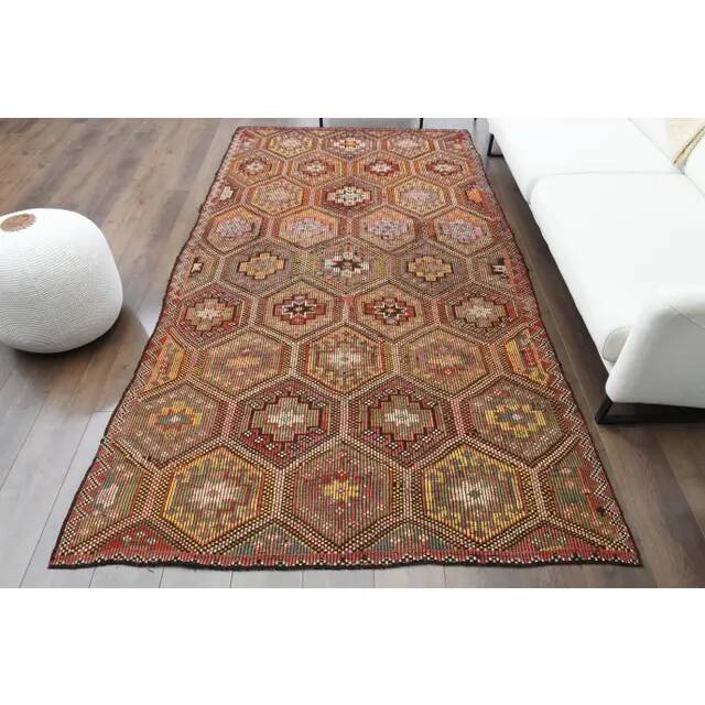Vintage Turkish Oushak Handmade Wool & Cotton Brown Area Rug 164x288