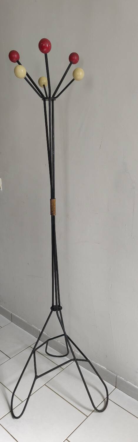 Vintage metal and wood coat rack