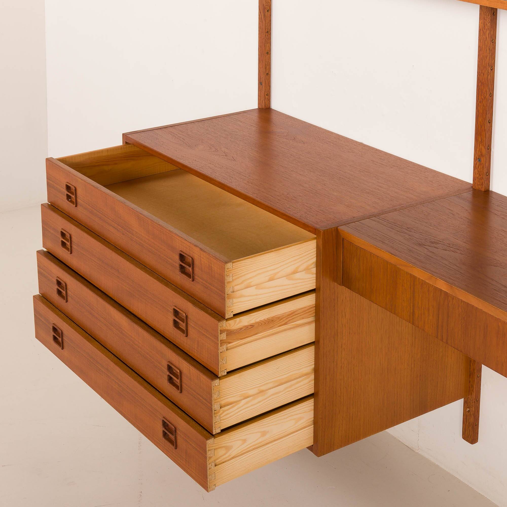 Danish vintage teak wall unit with a desk, 1960s