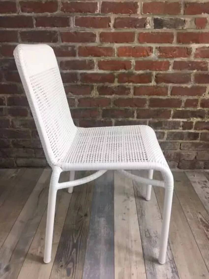White woven resin garden chair