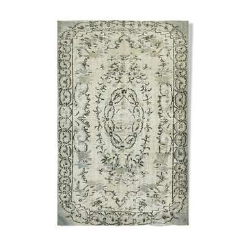 Handmade Distressed Oriental 1980s 184 cm x 283 cm Grey Rug