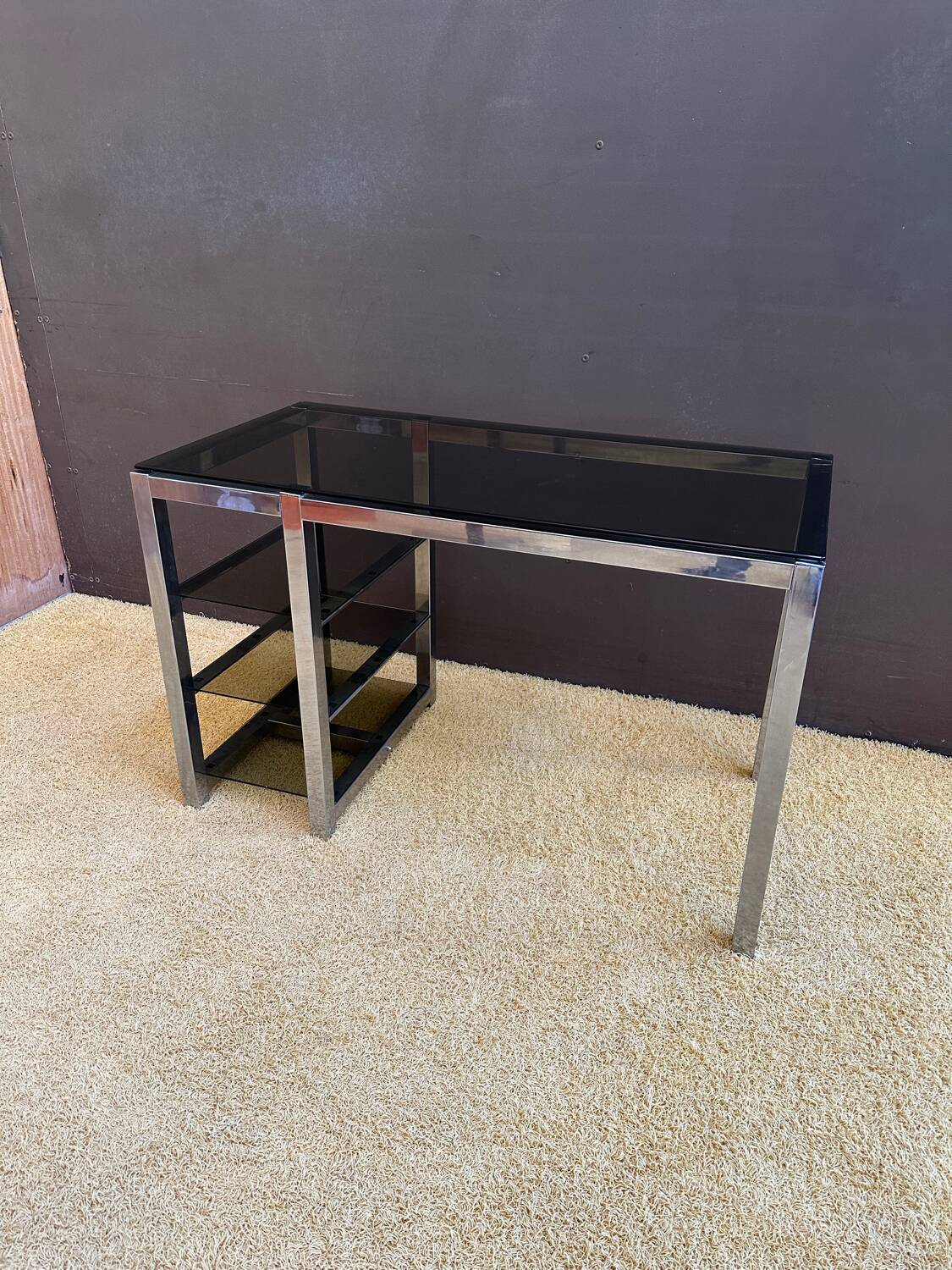 Metal and smoked glass desk