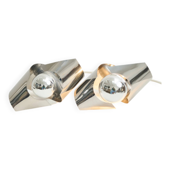 Pair of chrome wall lights, Space Age, 1970-1980