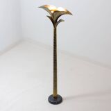 Rare brass palm floor lamp by Henri Fernandez, 1970s