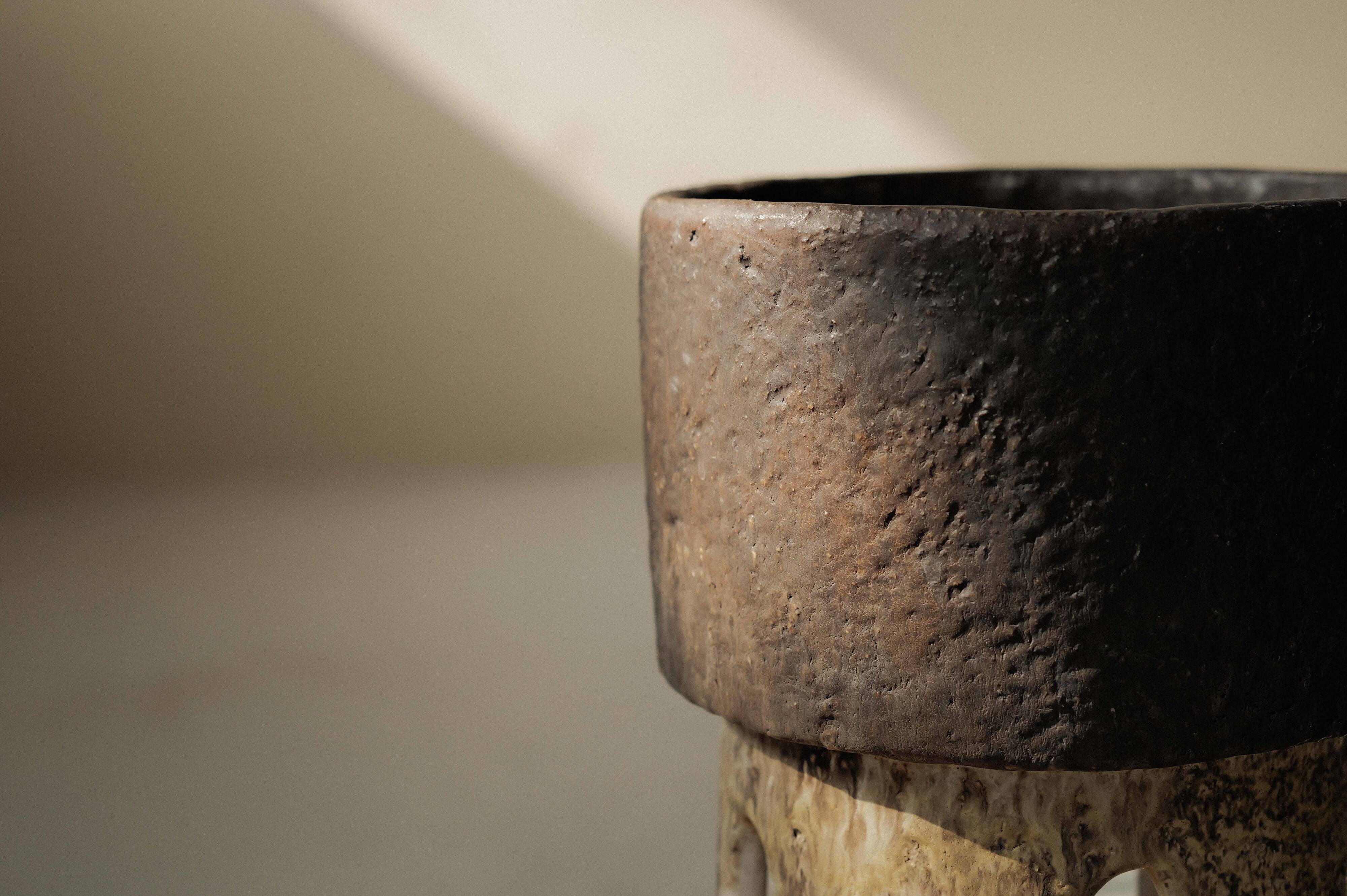 Large sculptural glazed ceramic planter, circa 1970