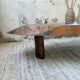 Table basse années 50 plateau bois exotique XXL