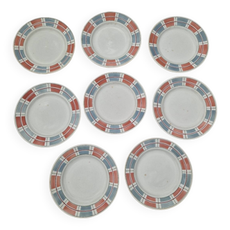 Lot De 8 Assiettes Plates Manufacture Salins