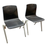 Pair of chairs Galvanitas S22 ebony foot gray 60s, Holland