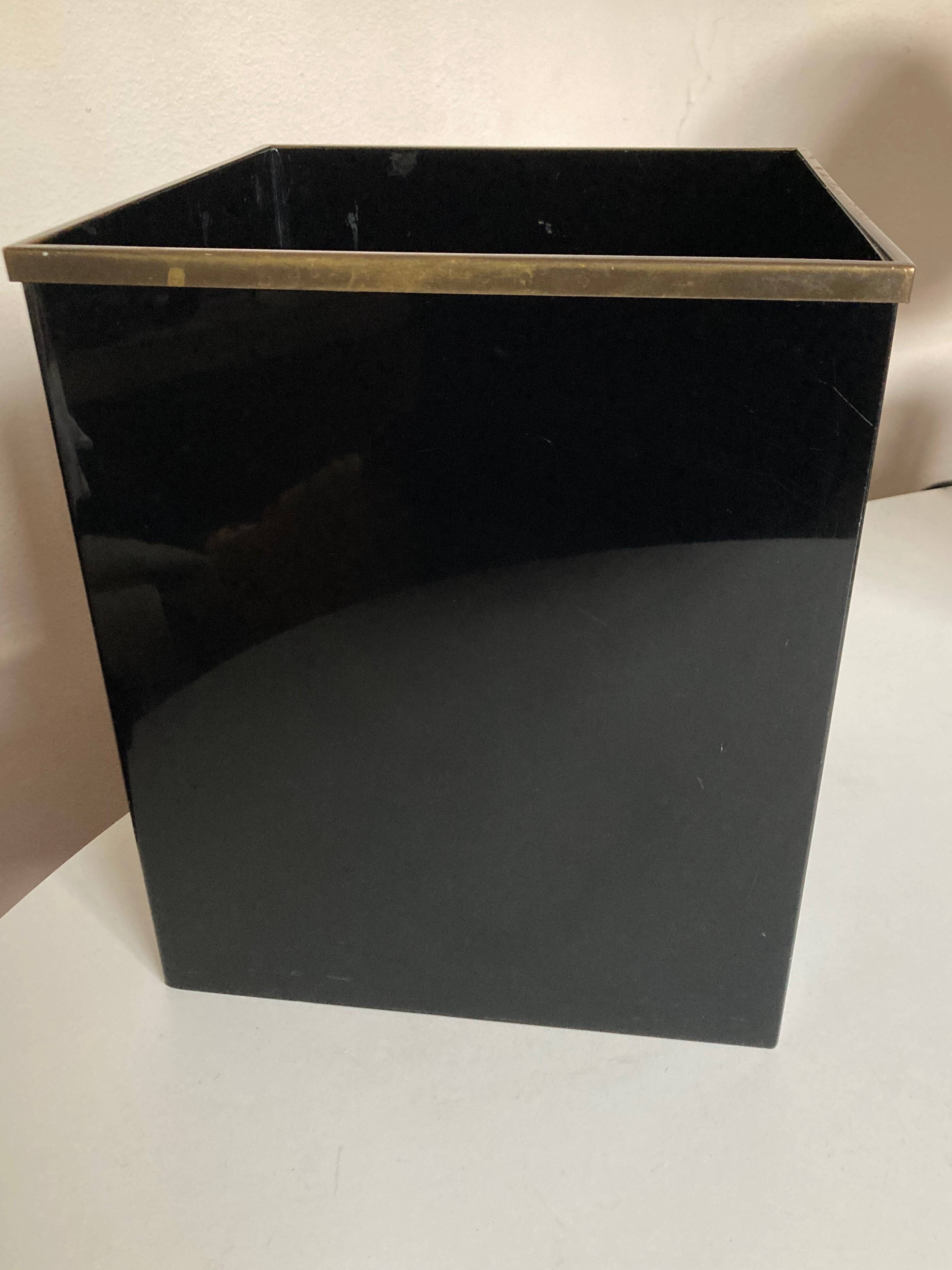 Christian Dior Maison 1970 Black Lucite Waste Paper Basket