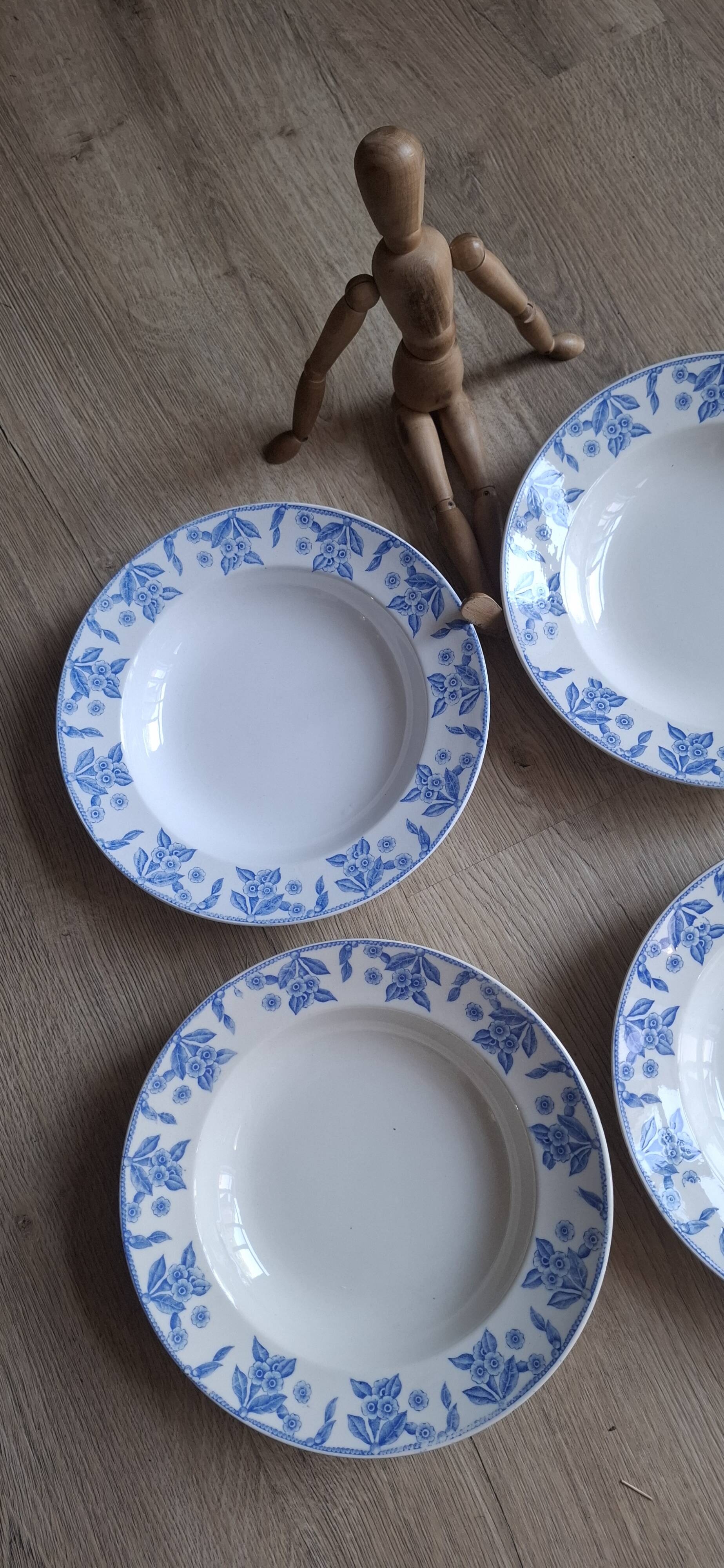Set of 6 Dux blue soup plates Boch 1960