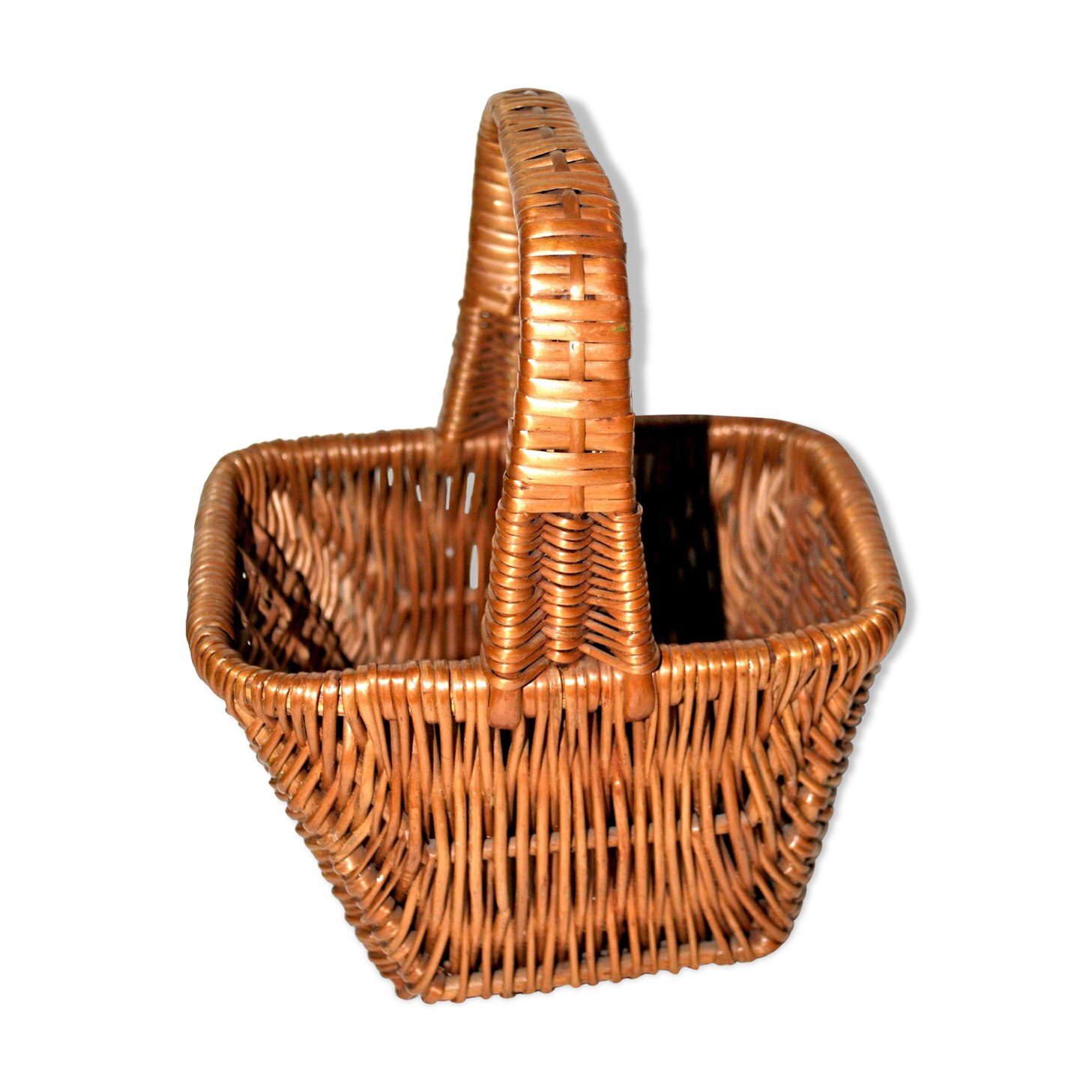 Vintage square wicker basket - 16 x 20 cm