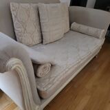 Wooden sofa and rags