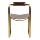 Armchair, aged brass steel and dark brown leather upholstery, contemporary style.