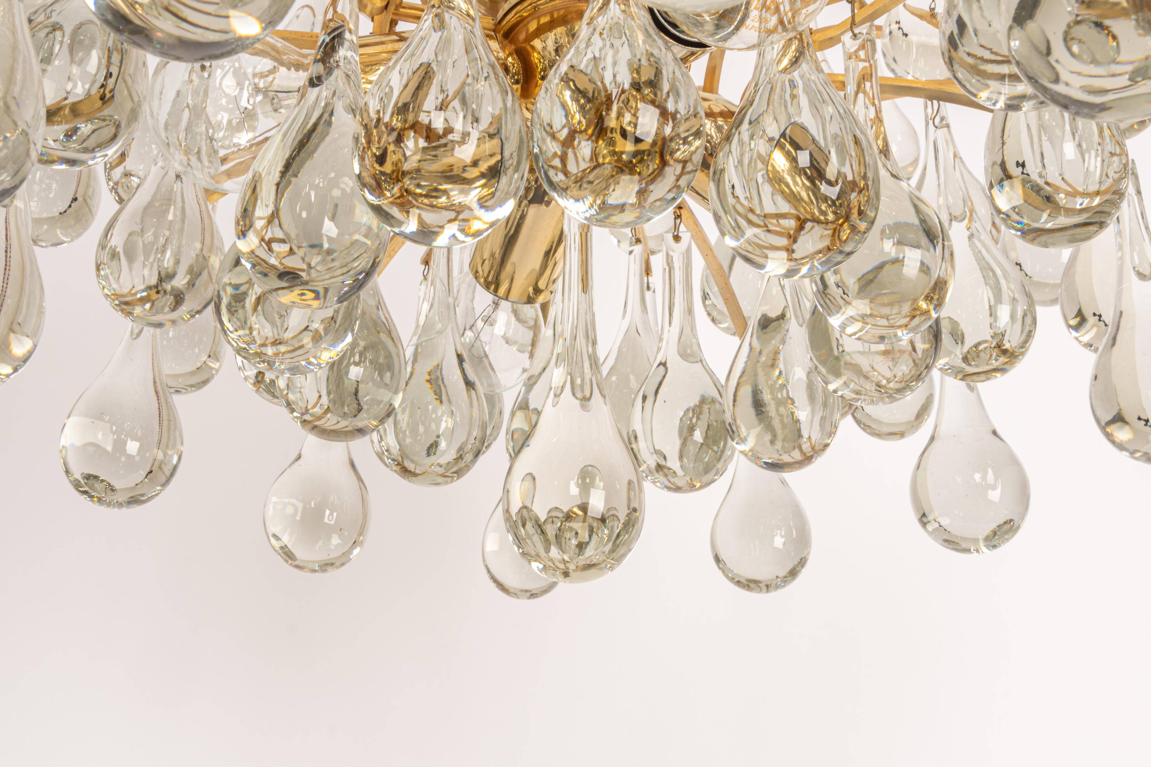 Murano glass drop-shaped chandelier, Christoph Palme, Germany, 1970s