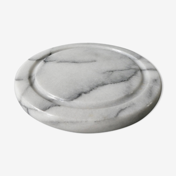Dessous de plat en marbre blanc, veiné gris